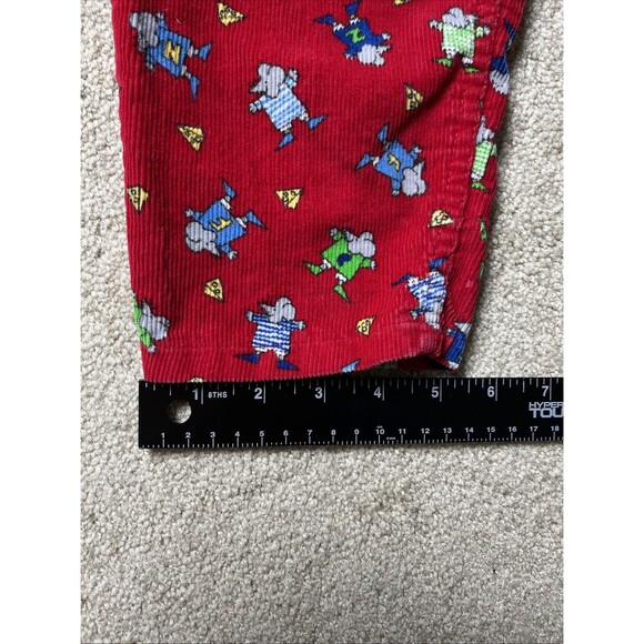 VTG 90s Cute Cumber Toddler 4T Red Corduroy Overalls Mice Cheese Print‎ Playwear - Picture 15 of 16